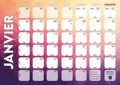 Ephemeride calendriers pompiers modele Q